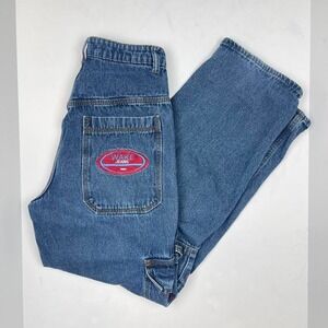 Y2K Baggy Embroidered Skate Jeans Blue Carpenter Streetwear Women's Small